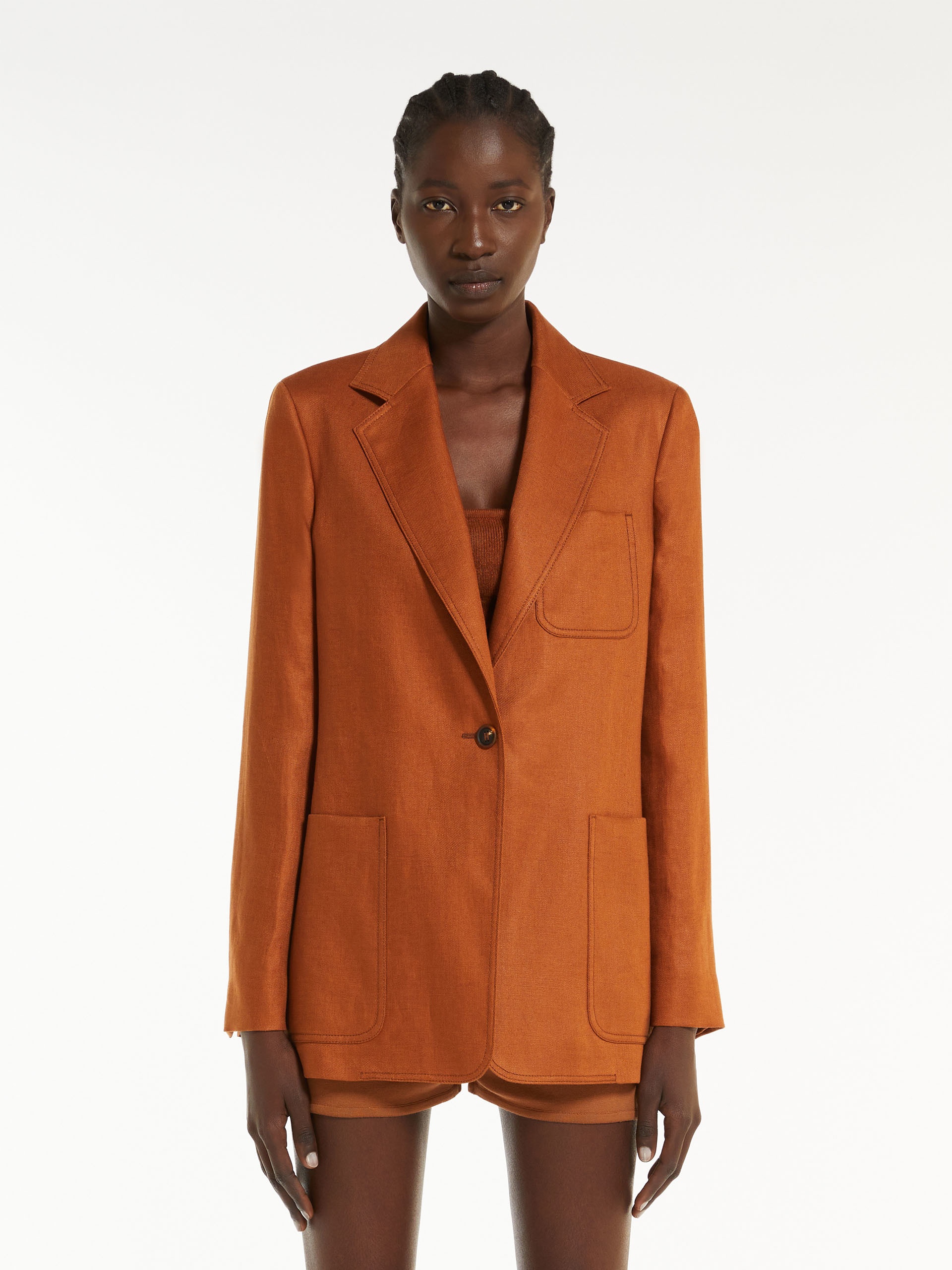 Max Mara BOEMIA Single-breasted linen blazer | REVERSIBLE
