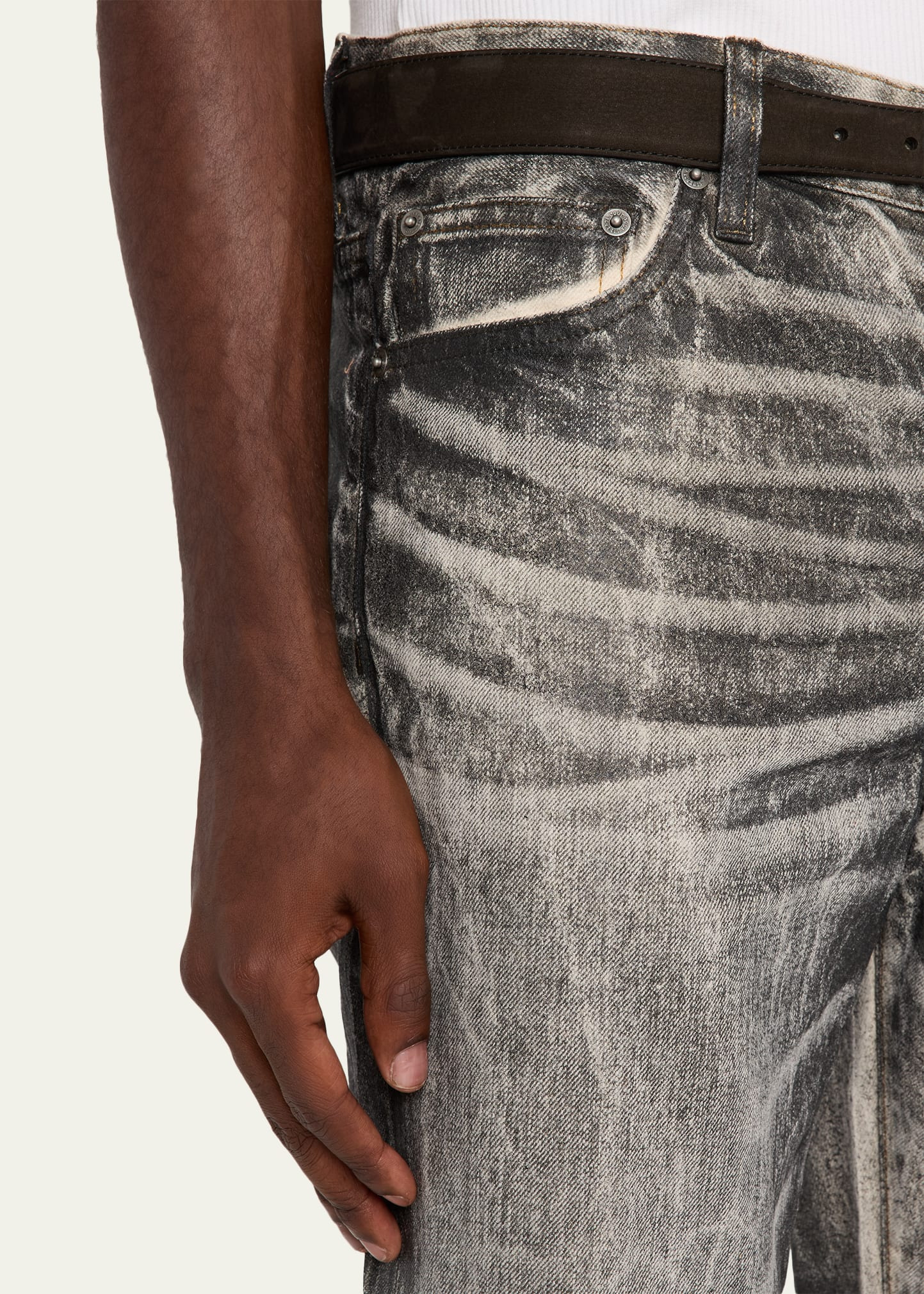 Men's Jimmy Ecru Twill Flare Pants - 5