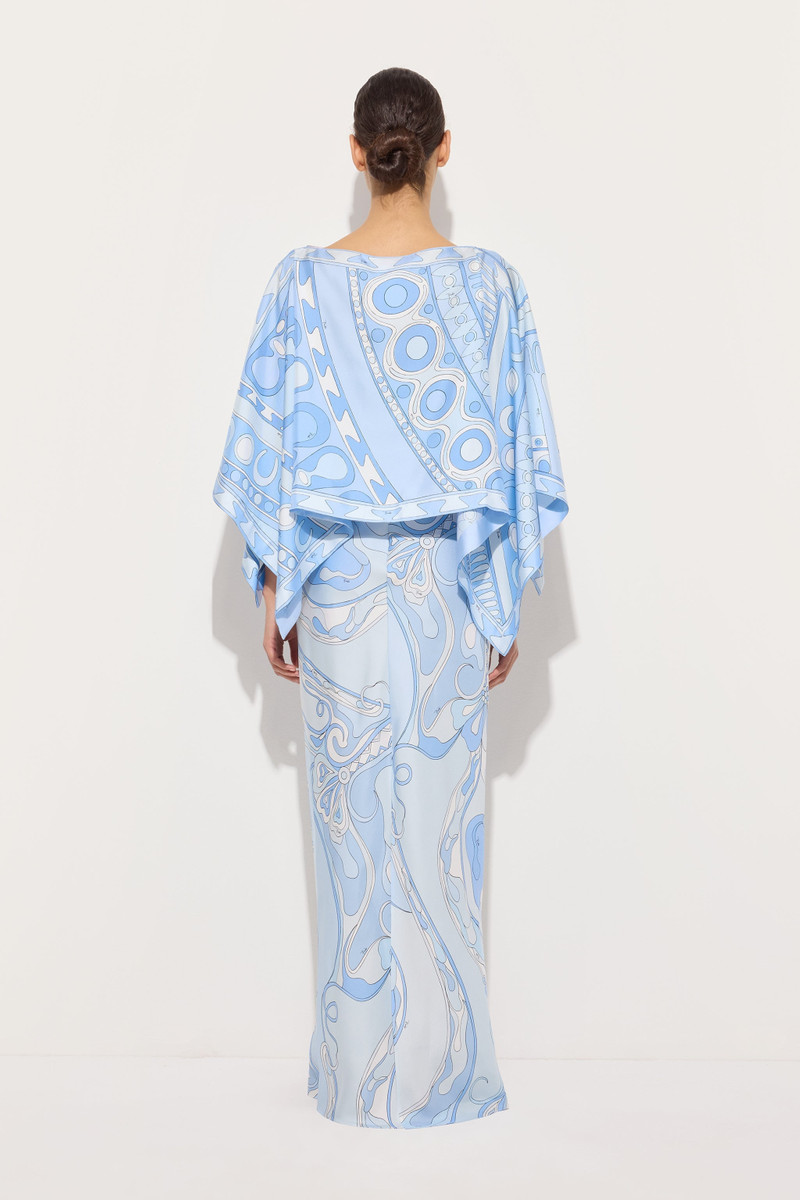 ORCHIDEE AND SOLEIL PRINT SILK DRESS WITH CAPE 4