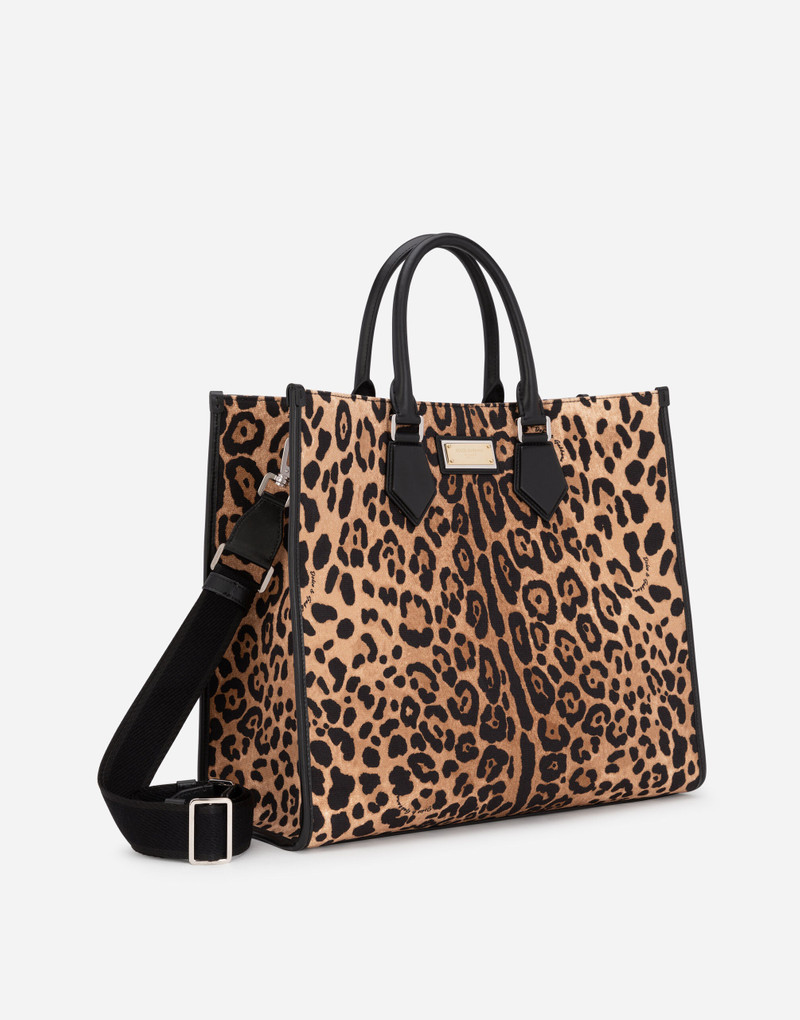 Dolce & Gabbana Leopard-print canvas shopper with calfskin nappa details outlook