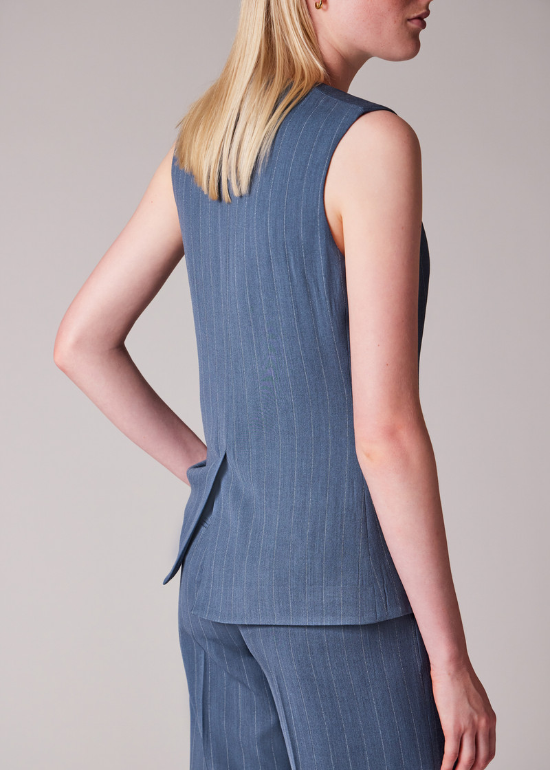 Women's Slate Blue Viscose-Wool Waistcoat 7