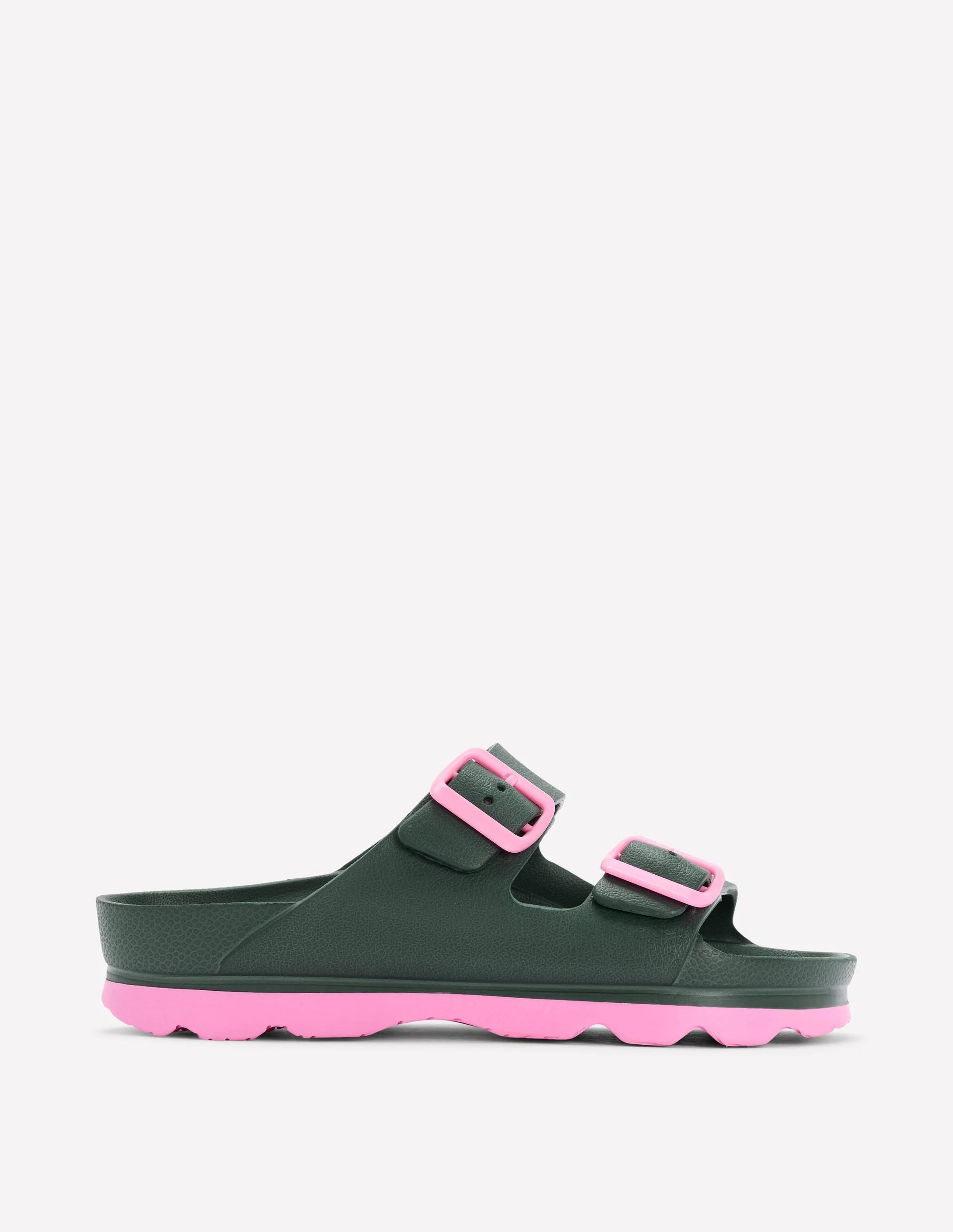 Lyla Double Buckle Sliders-Khaki/Pink - 1