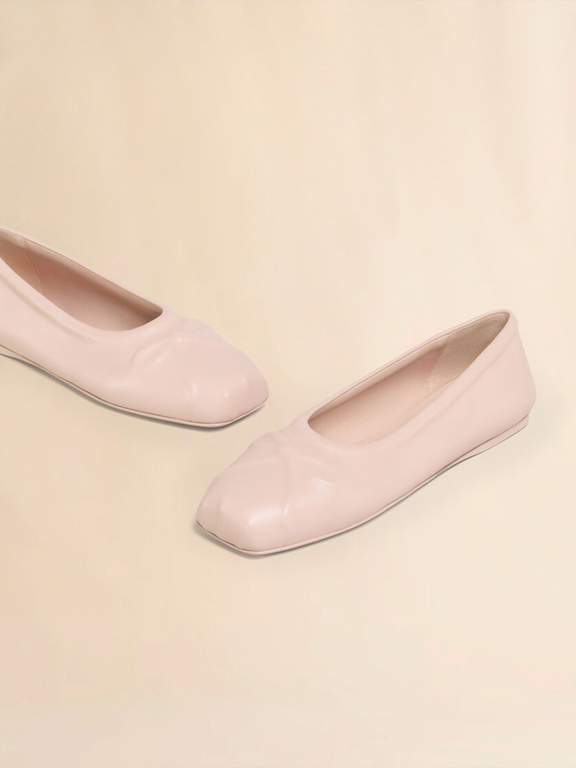 POWDER PINK NAPPA LEATHER SEAMLESS LITTLE BOW BALLET FLAT - 5