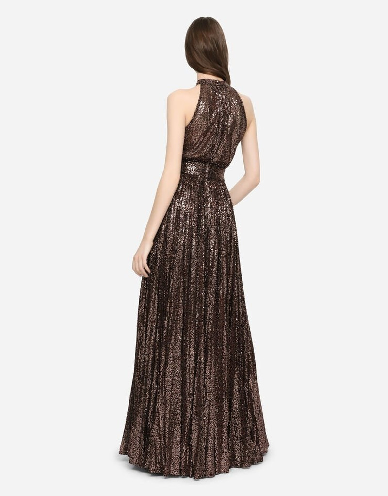 Long sequined halter dress 2