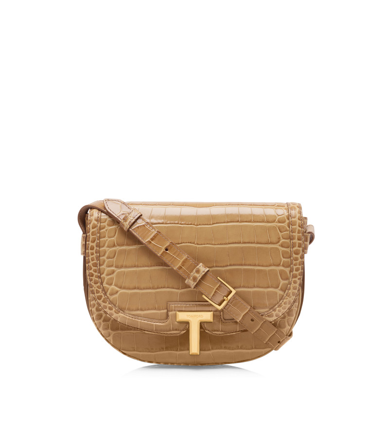 SHINY STAMPED CROCODILE LEATHER WALLIS CROSSBODY BAG 1