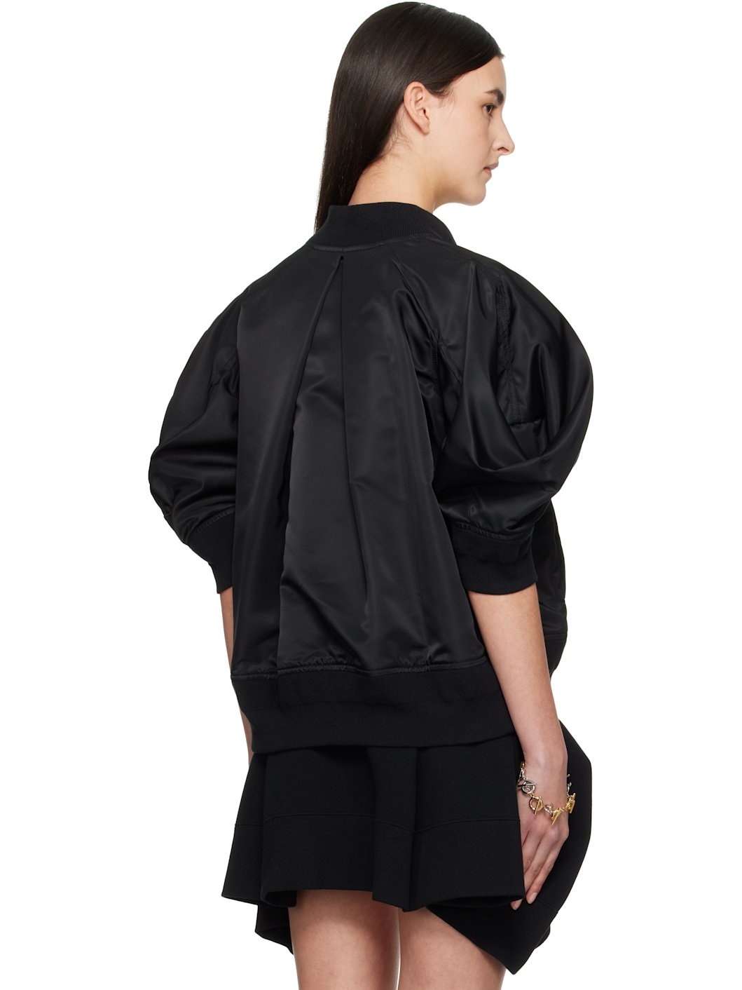 Black Nylon Twill Bomber - 3