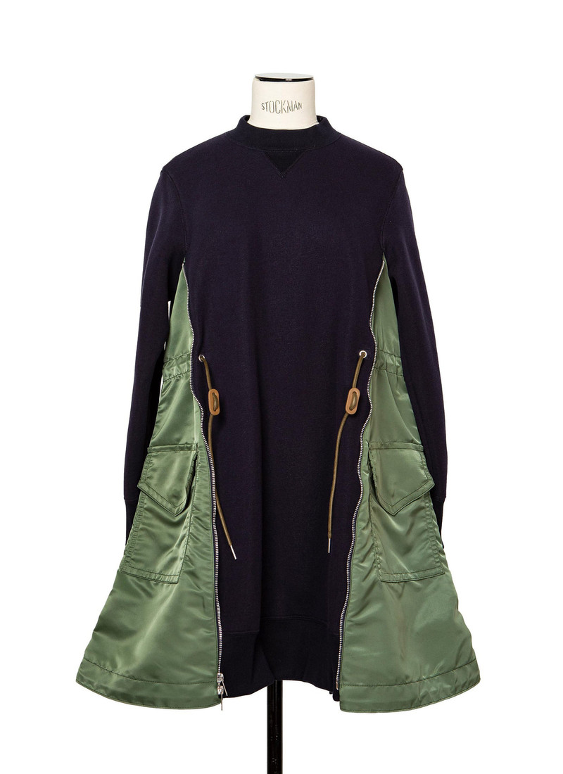 sacai Sponge Sweat x Nylon Twill Dress outlook