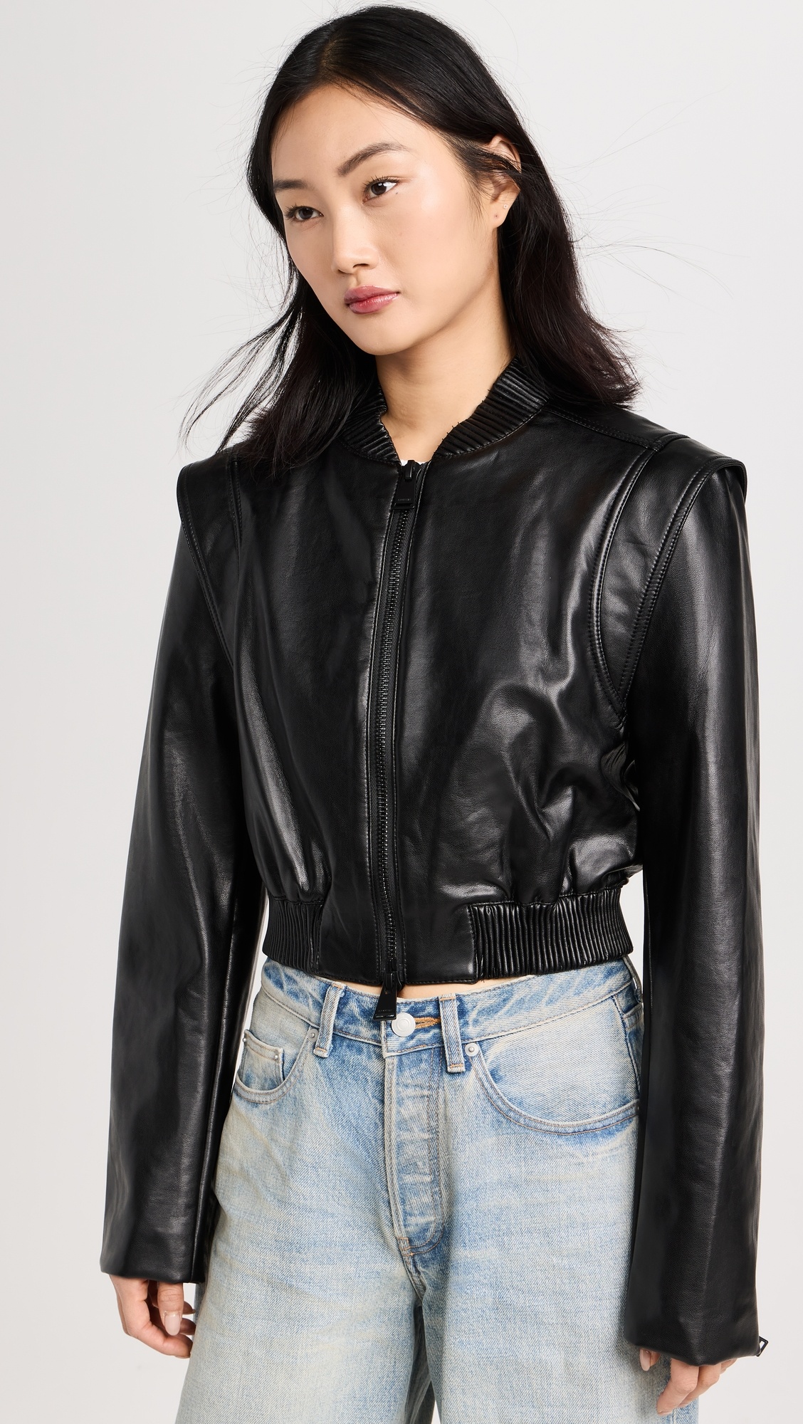 Doreen Luxe Vegan Leather Boxy Bomber Jacket - 6