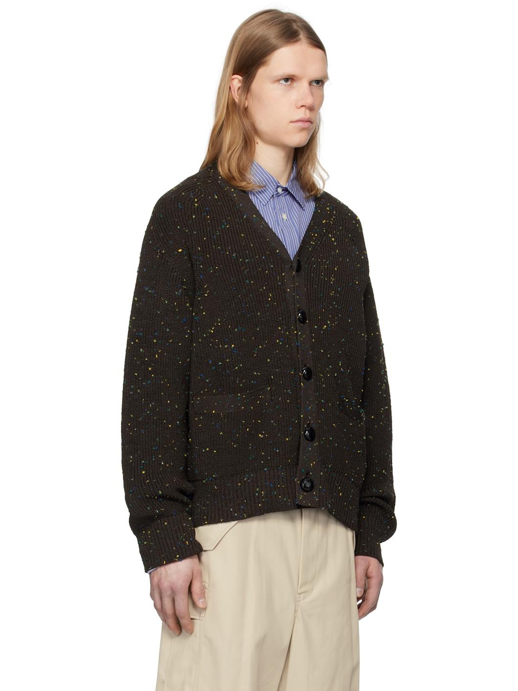 Brown Nep Yarn Knit Cardigan - 2