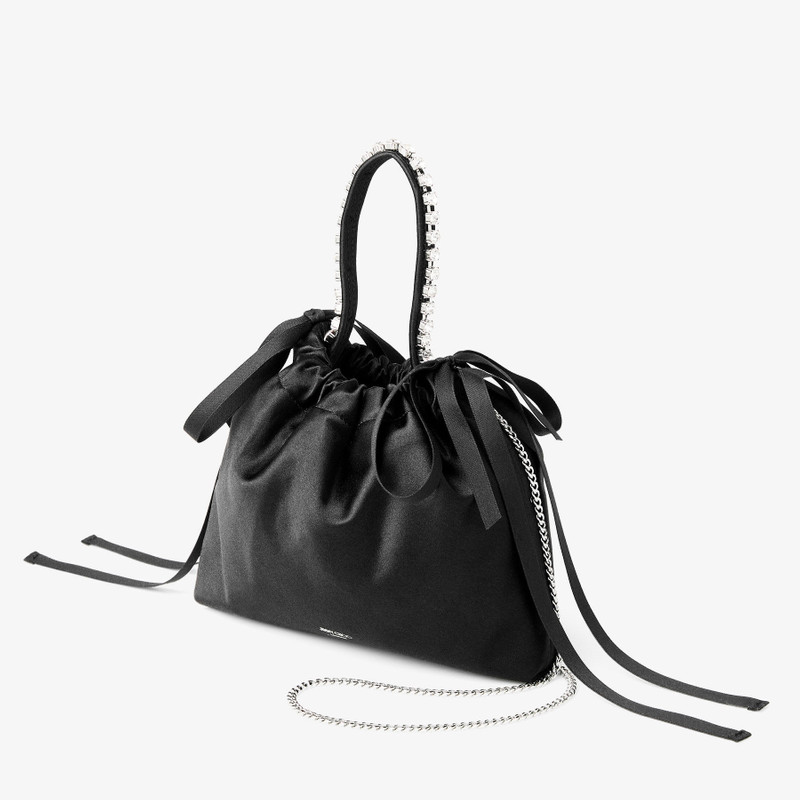 JIMMY CHOO Drawstring Mini Top Handle
Black Satin Mini Shoulder Bag outlook