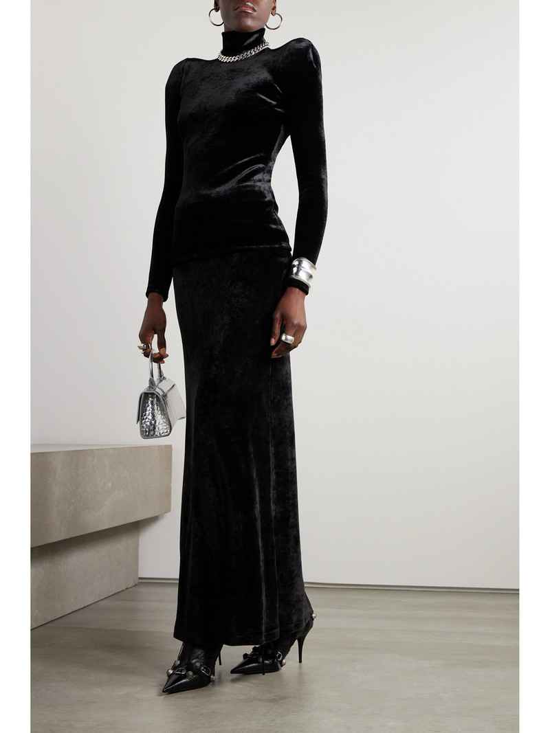 BALENCIAGA Stretch-velvet Turtleneck Top outlook