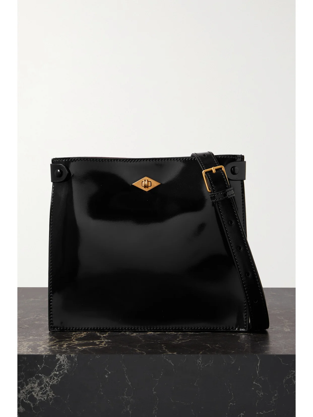 Stowaway Glossed-leather Shoulder Bag - 1