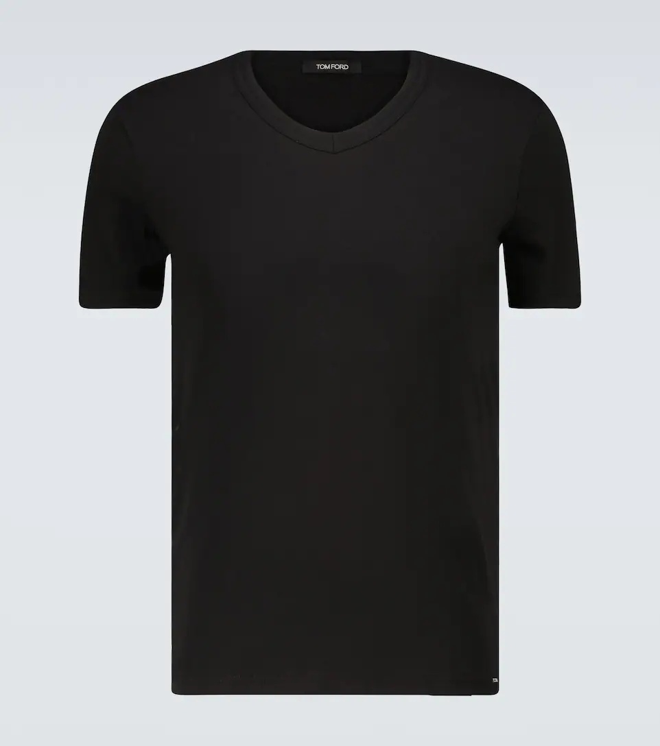 Stretch-cotton V-neck T-shirt - 1