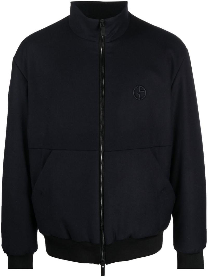 embroidered-logo zip-up jacket 1