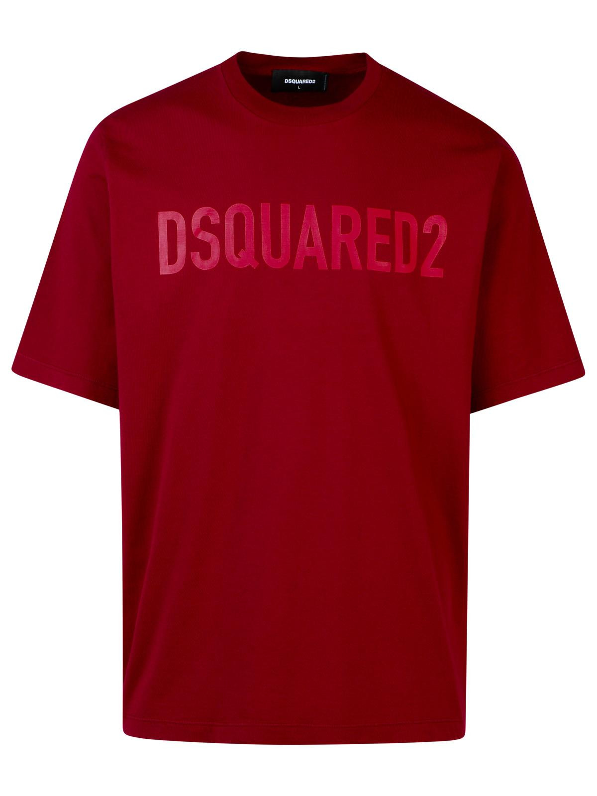 Dsquared2 Burgundy Cotton T-Shirt Men - 1
