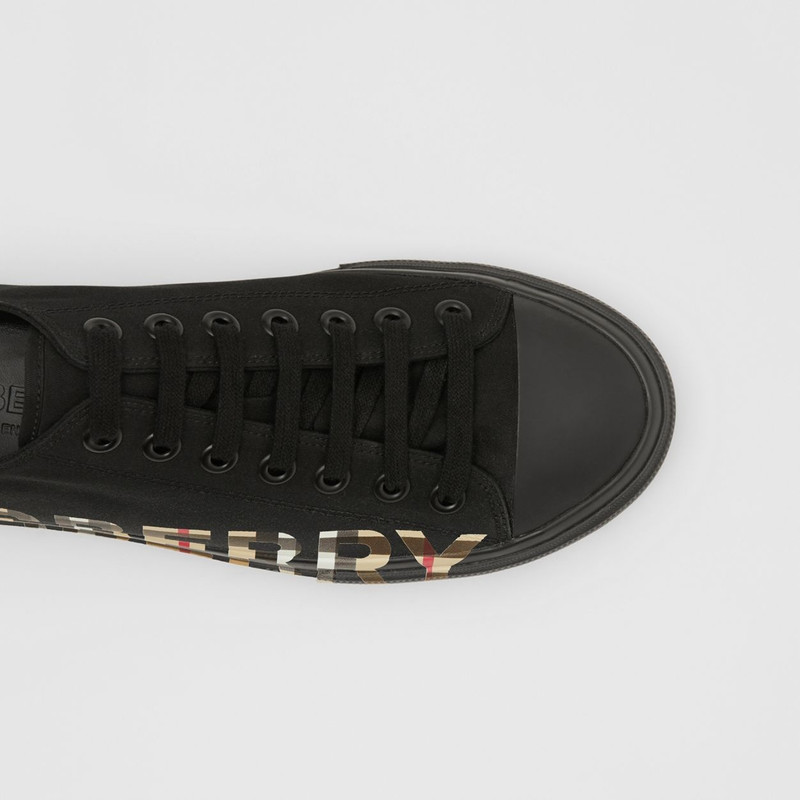 Burberry Vintage Check Logo Print Cotton Gabardine Sneakers outlook