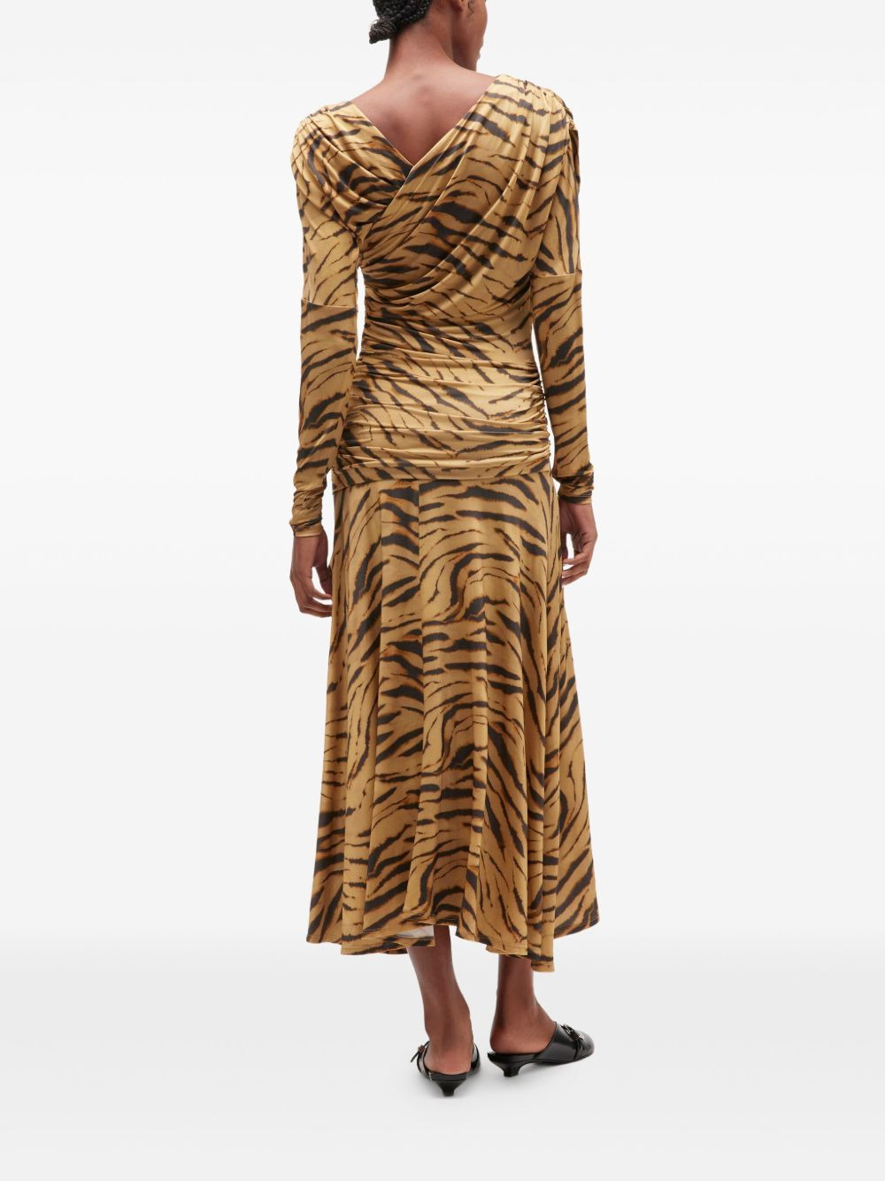 Printed Ruched Long Dress - 4