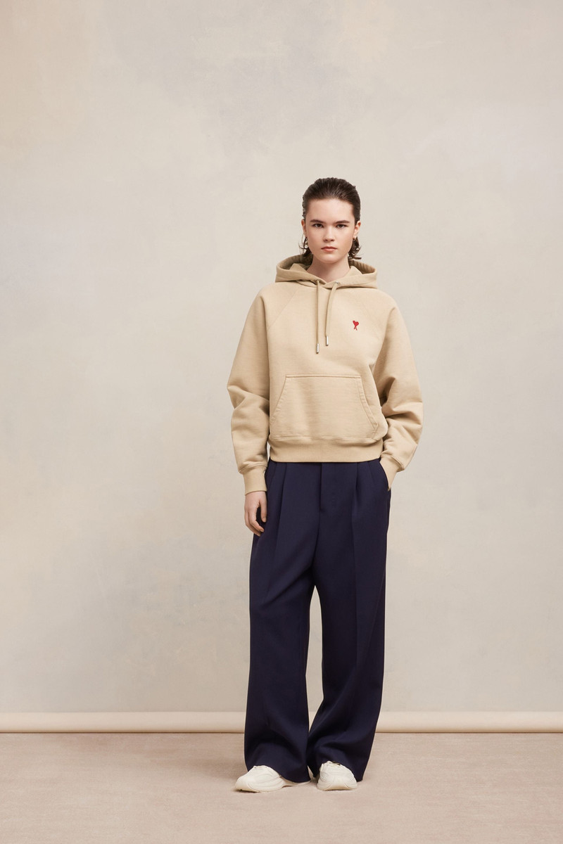 AMI Paris Red Ami De Coeur Hoodie outlook