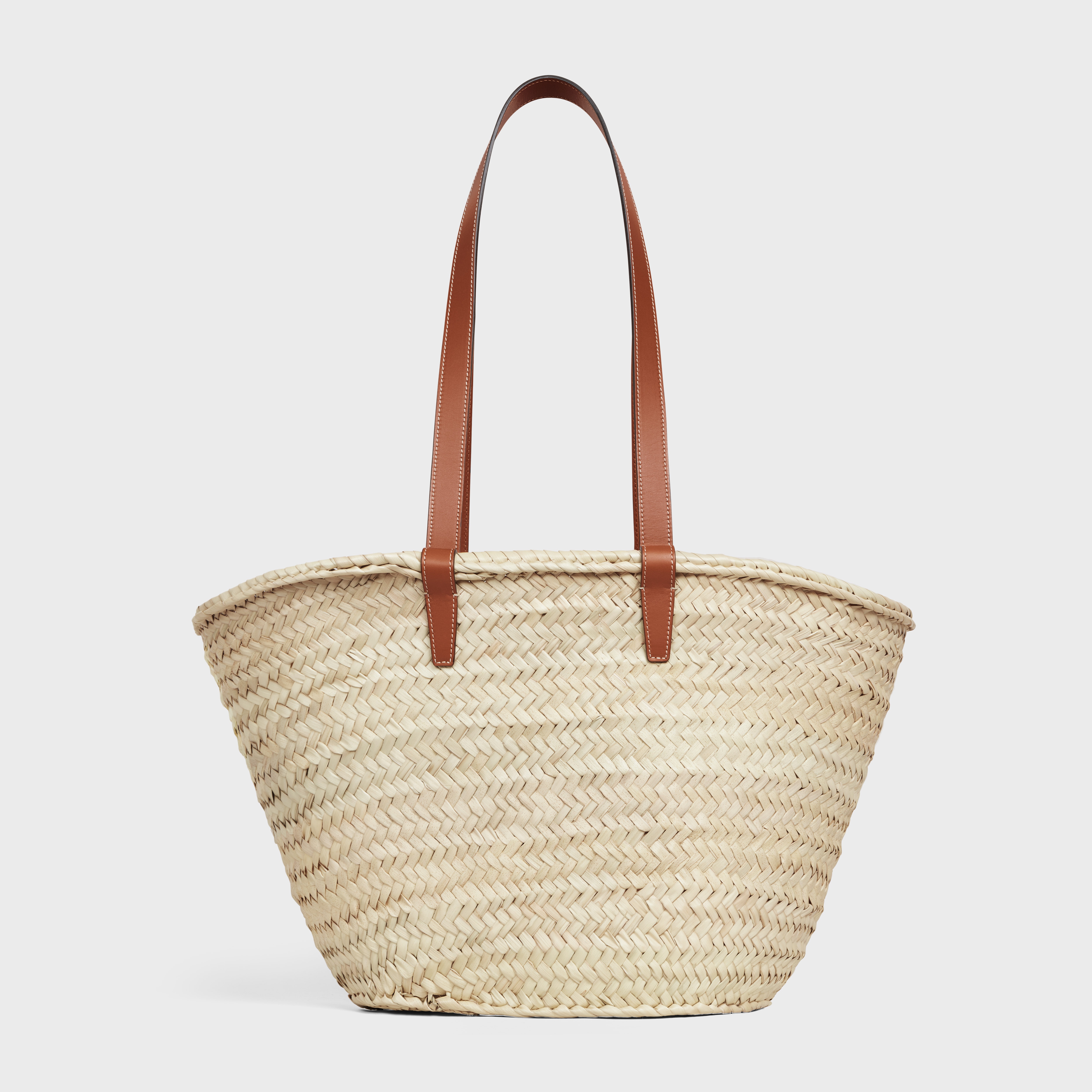 Medium Triomphe Celine Classic Panier in palm leaves and Calfskin - 3