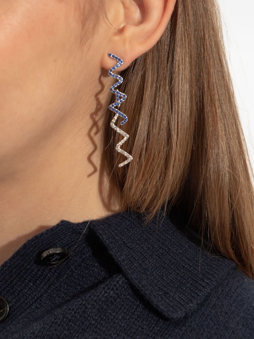 crystal-embellished zigzag earrings - 2