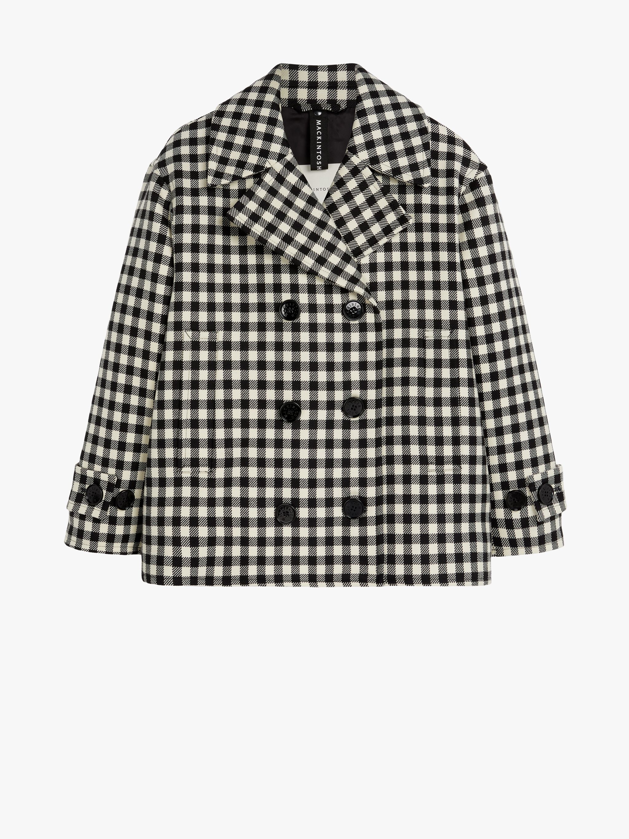 FIONA BLACK & WHITE CHECK WOOL PEA COAT | LMC-011 - 1