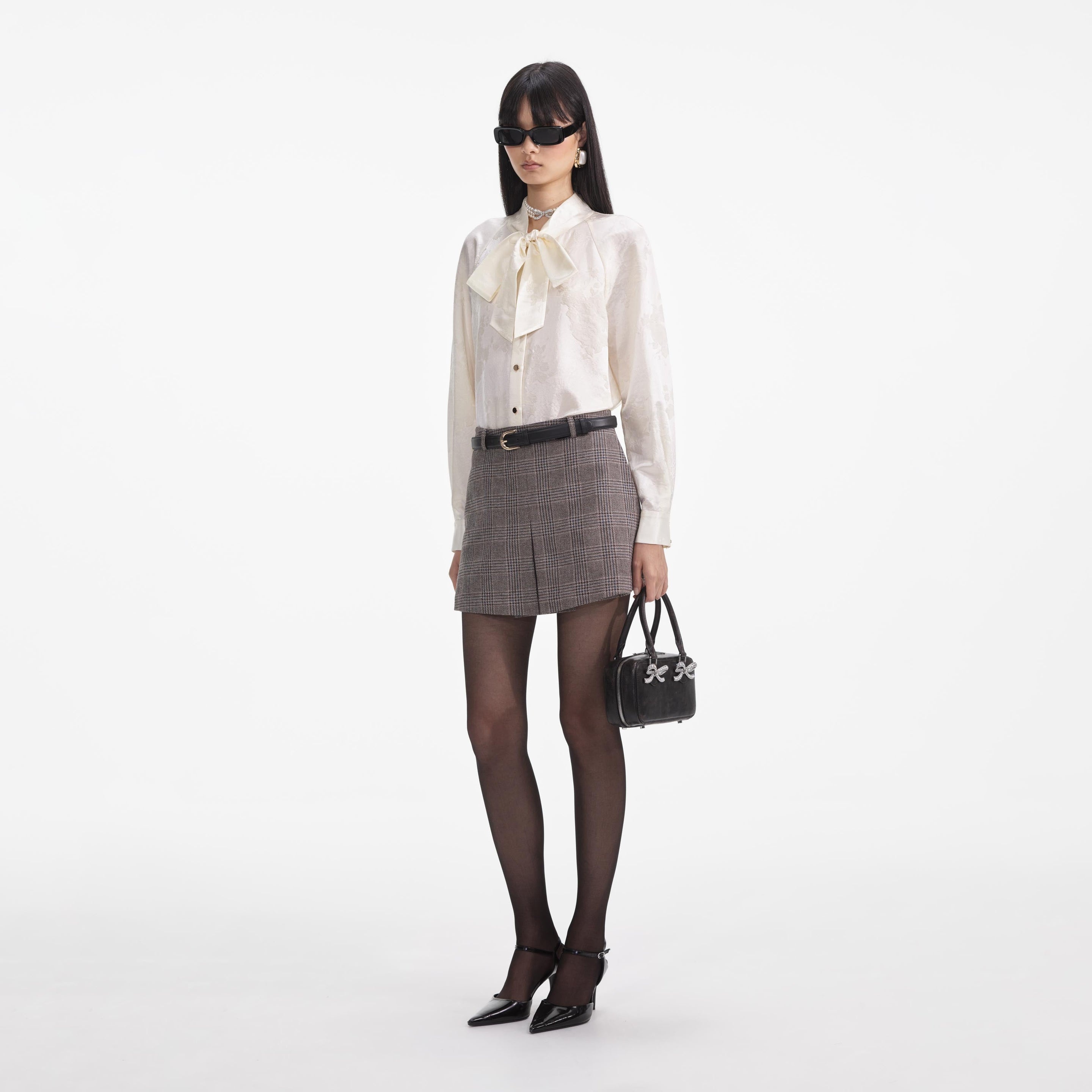 Cream Jacquard Blouse - 2