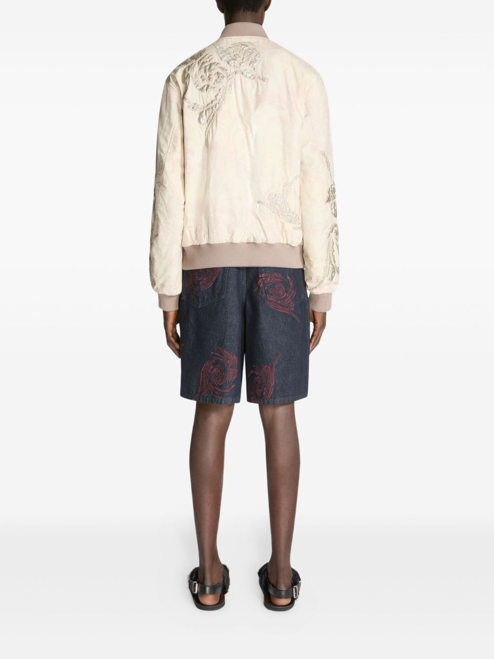 embroidered denim shorts - 4
