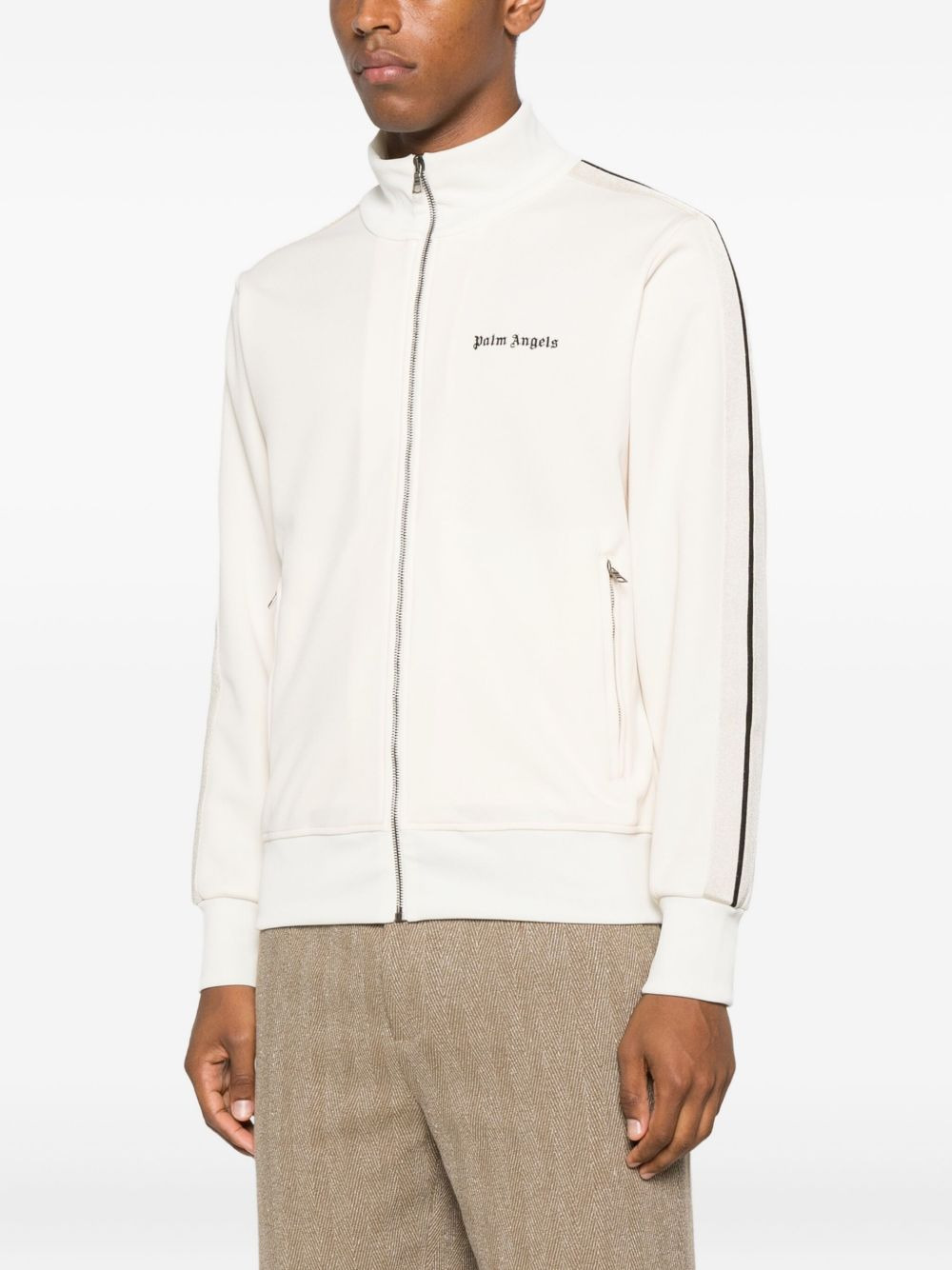 stripe-detail zip-up sweatshirt - 3