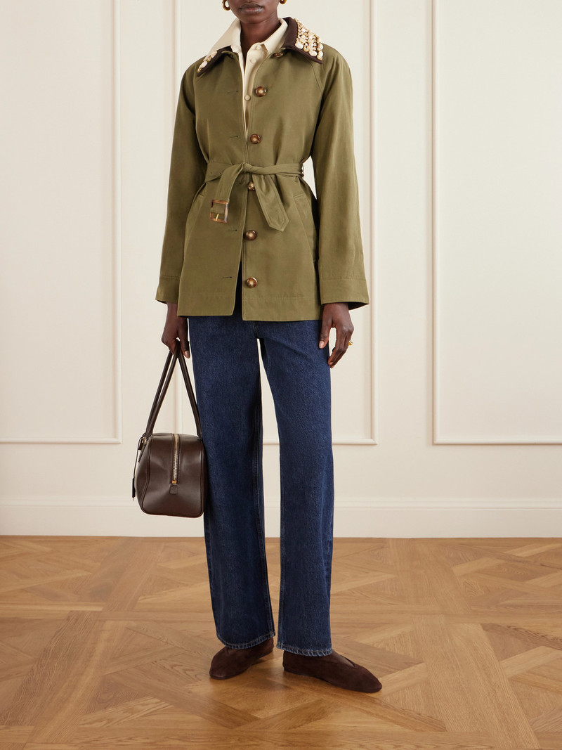 VERONICA BEARD Langham Dickey Embellished Canvas-trimmed Woven Coat outlook