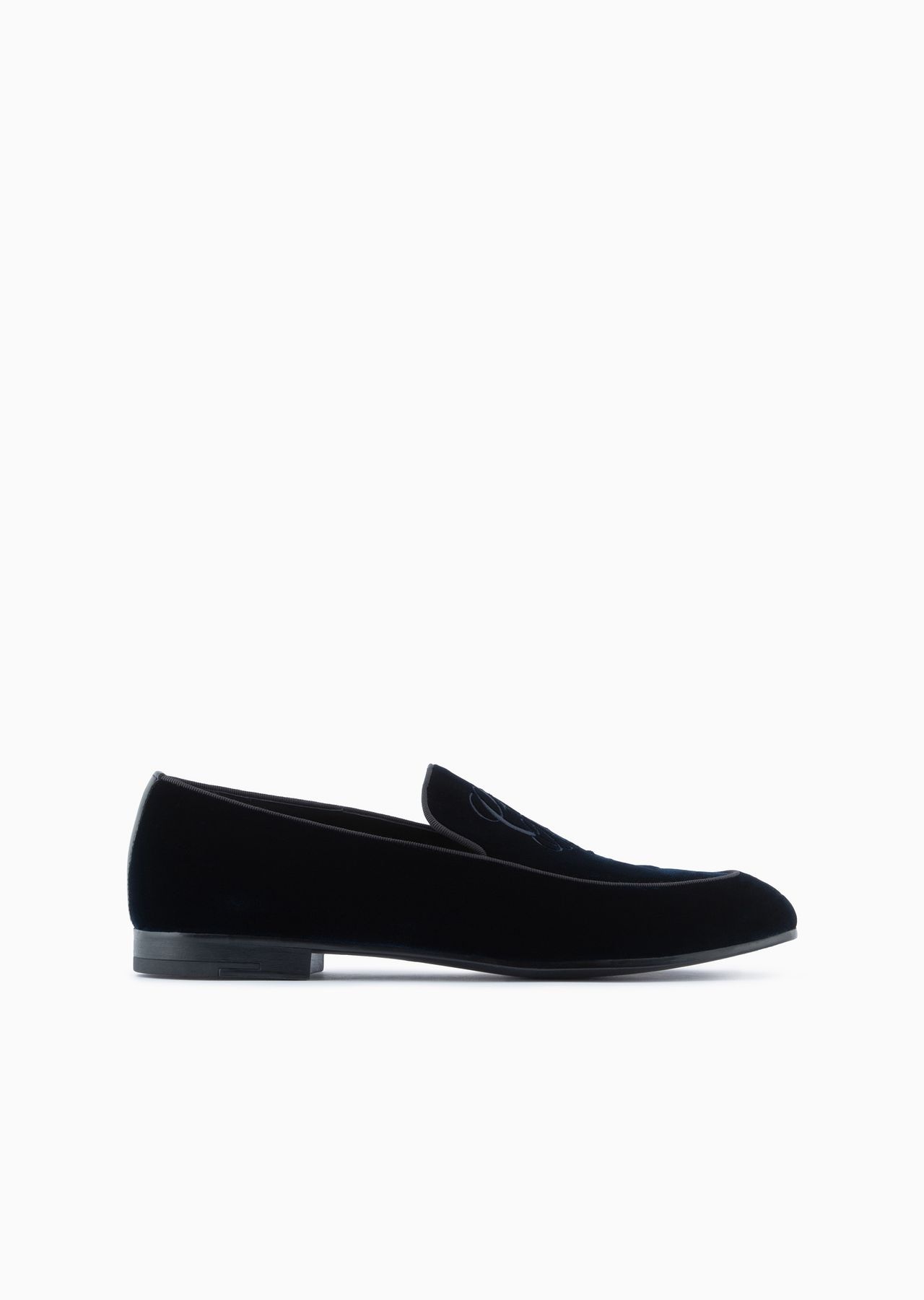 Velvet loafers with embroidered logo - 1