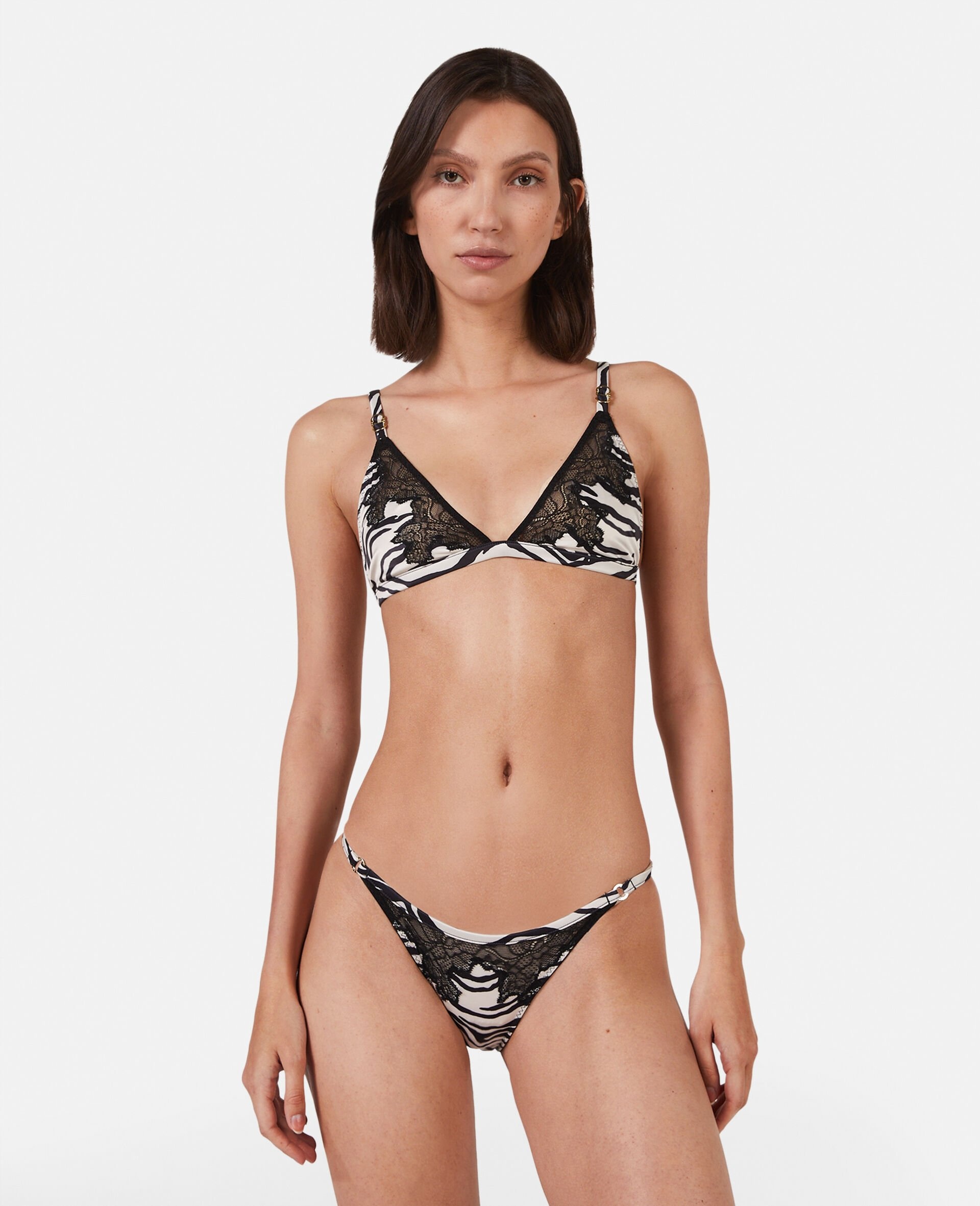 Zebra Print Satin String Bikini Briefs - 2