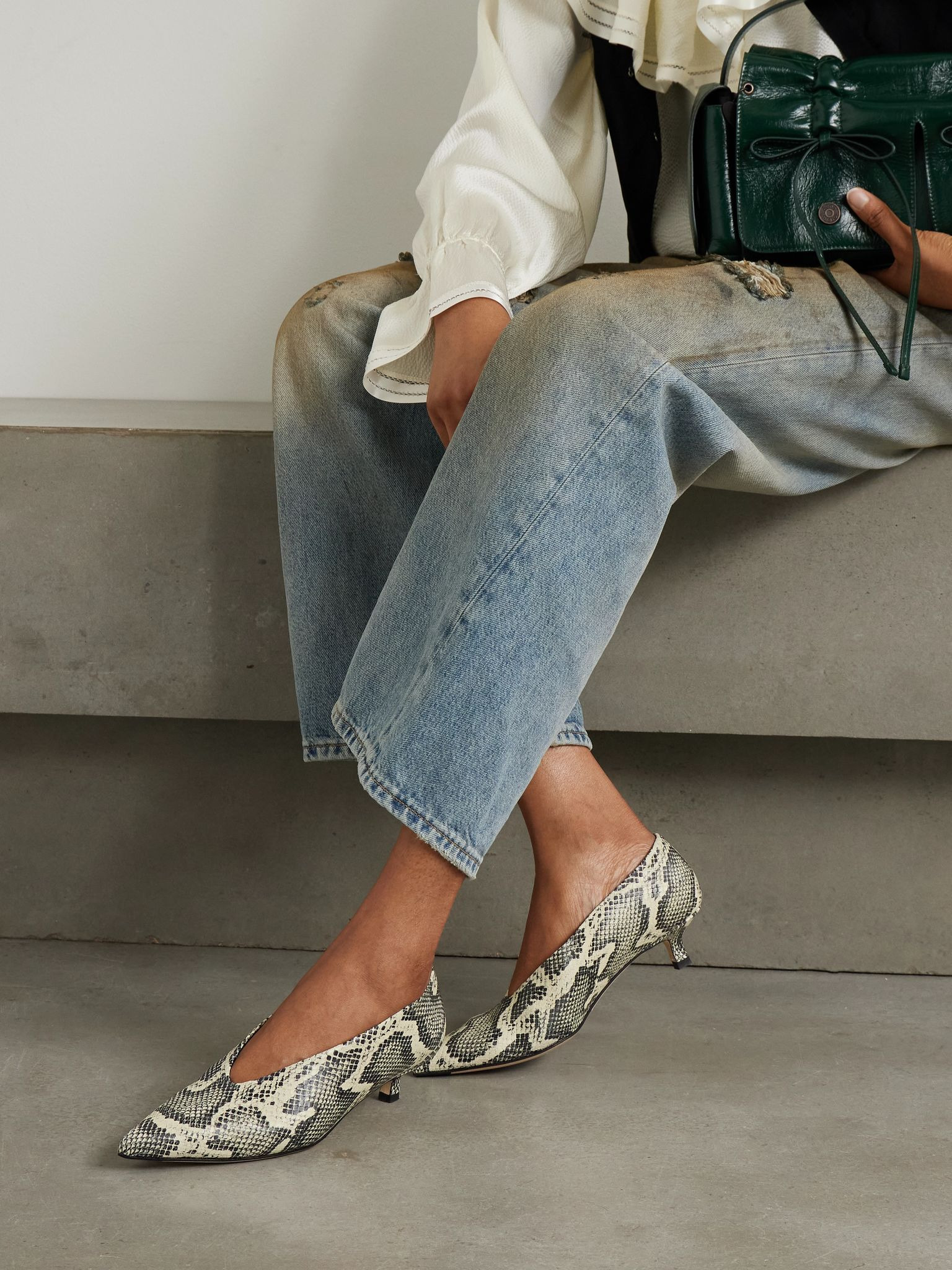 Clara snake-effect leather pumps Snake print - 2