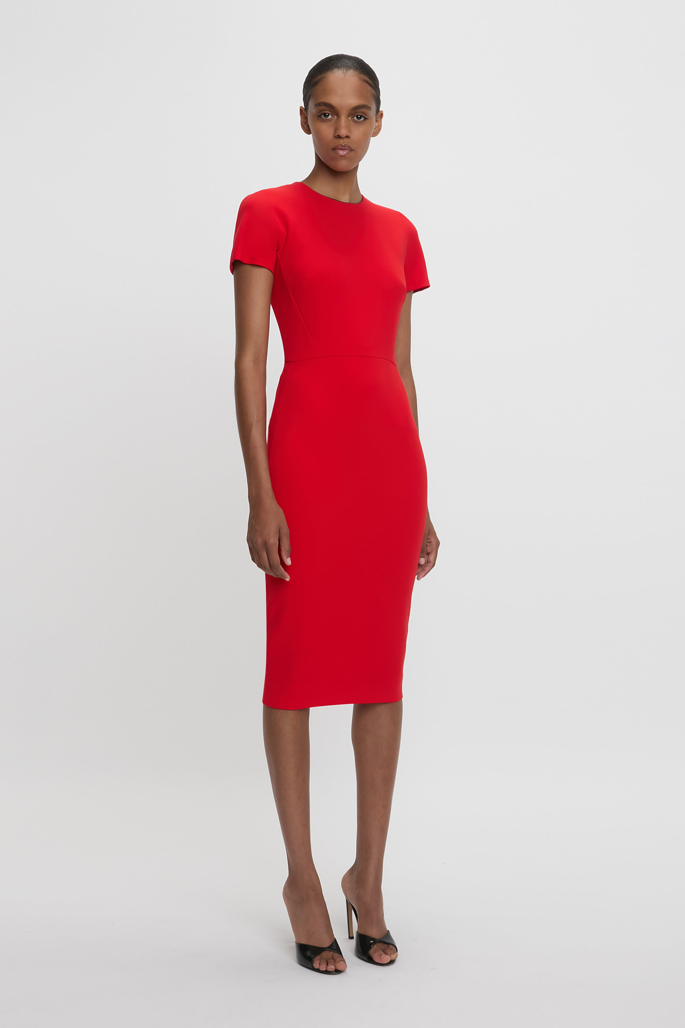 Fitted T-shirt Dress In Bright Red - 3