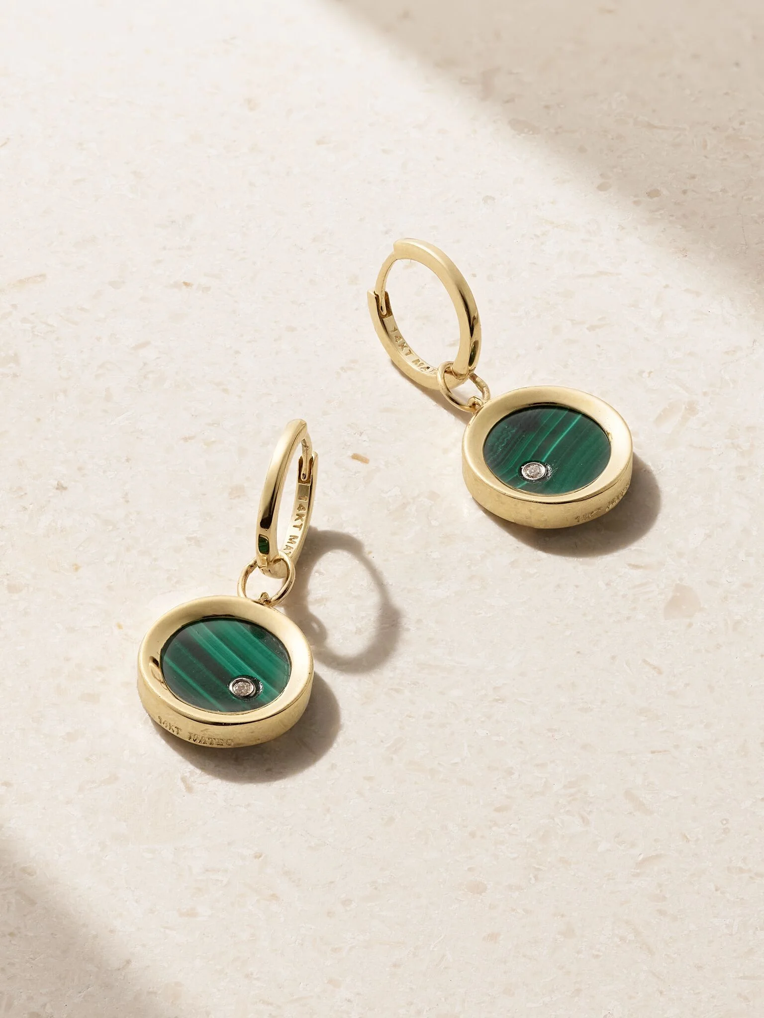 Convertible 14-karat gold, malachite and diamond earrings Green - 1