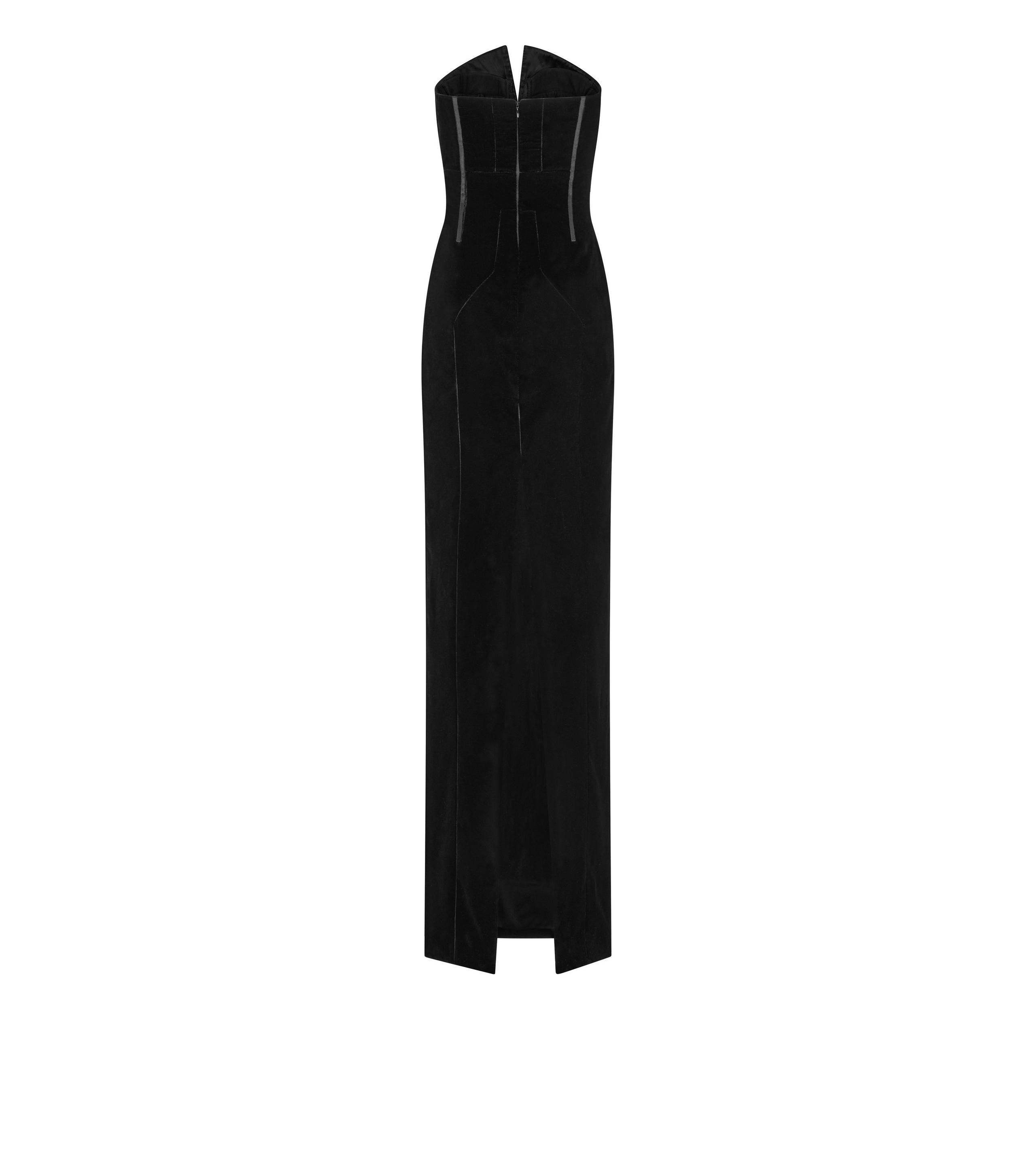 VELVET STRAPLESS EVENING DRESS - 2