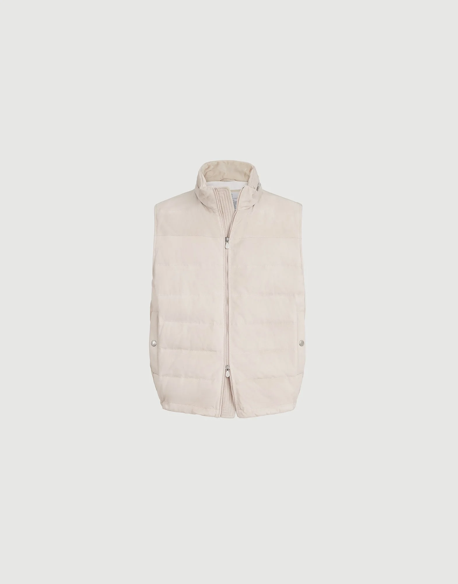 Suede down vest with packable hood - 1