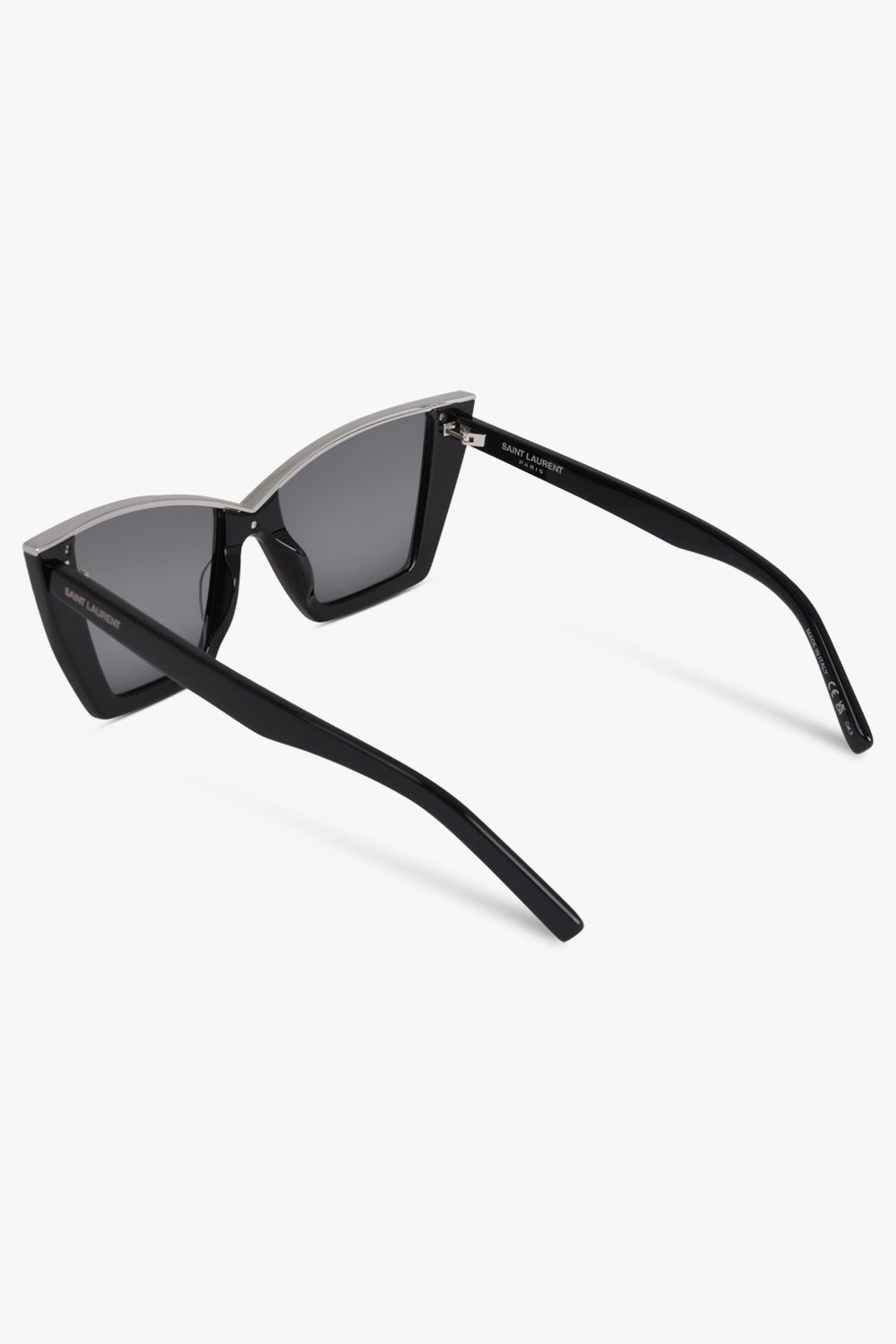 SILVER TRIM CAT EYE SUNGLASSES | BLACK/SILVER - 3