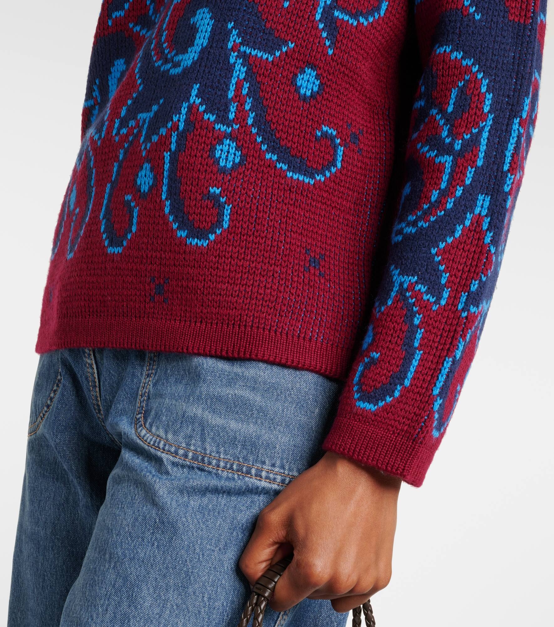 Paisley wool jacquard polo sweater - 5