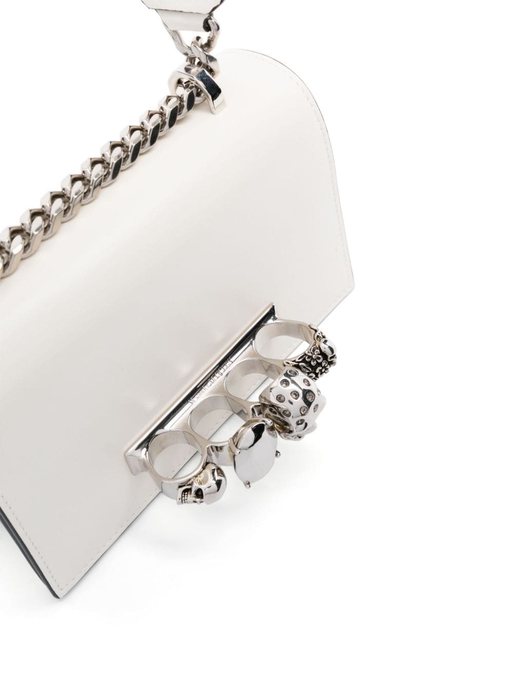 Mini Jewelled Satchel with Chain in Ivory