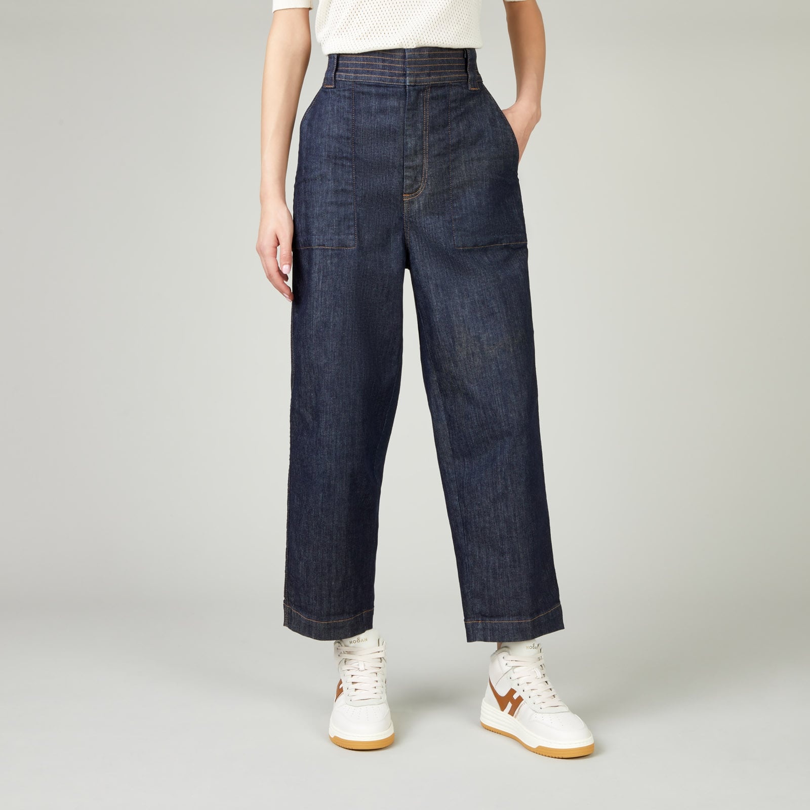 Mom Fit Pants in Denim Blue - 7