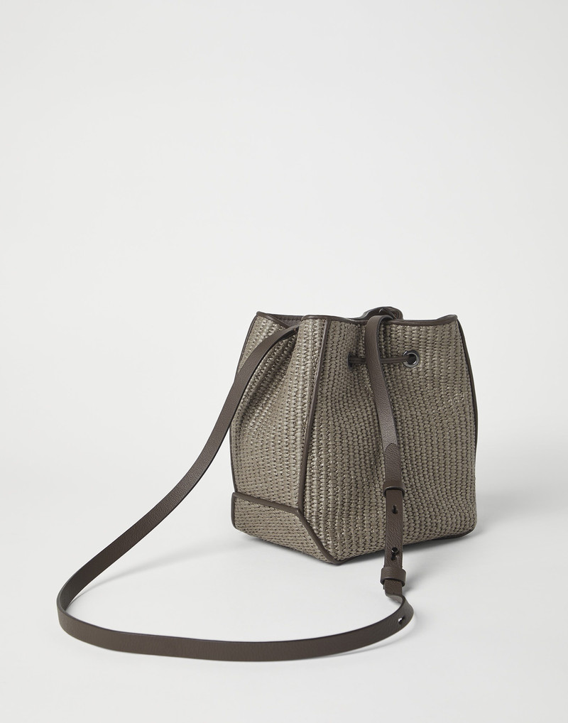 Brunello Cucinelli Techno raffia bucket bag with monili outlook