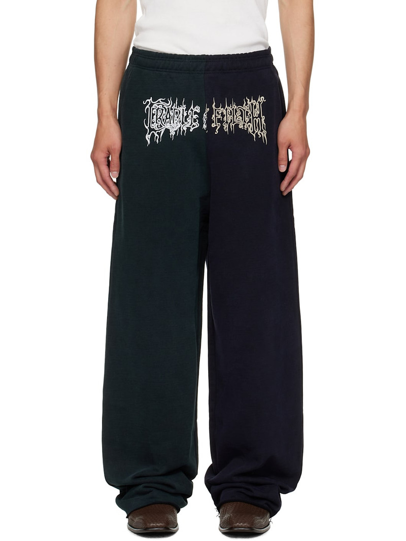 Green & Navy Cradle of Filth Cut-Up Baggy Sweatpants 1