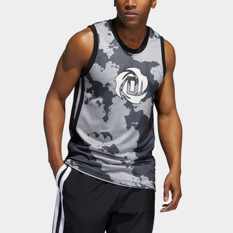 adidas Men's adidas x Ross Crossover Logo Pattern Printing Basketball Sports Black Vest GV4698 outlook