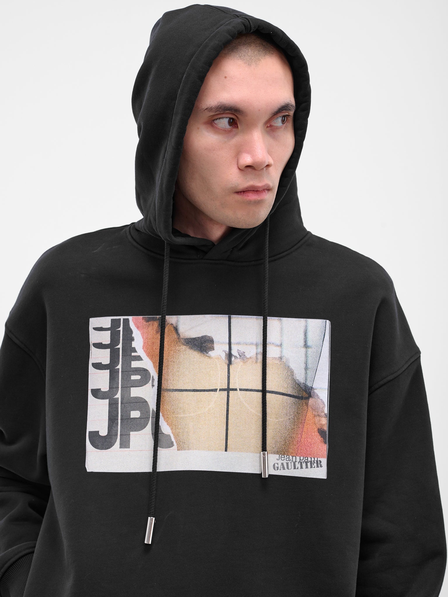 Black Fire Graphic Cotton Hoodie - 5