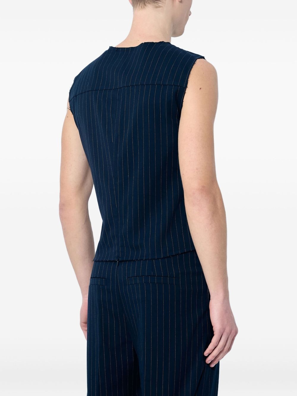 pinstriped sleeveless vest - 4