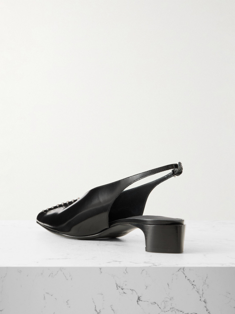 Studded Glossed-leather Slingback Pumps 3