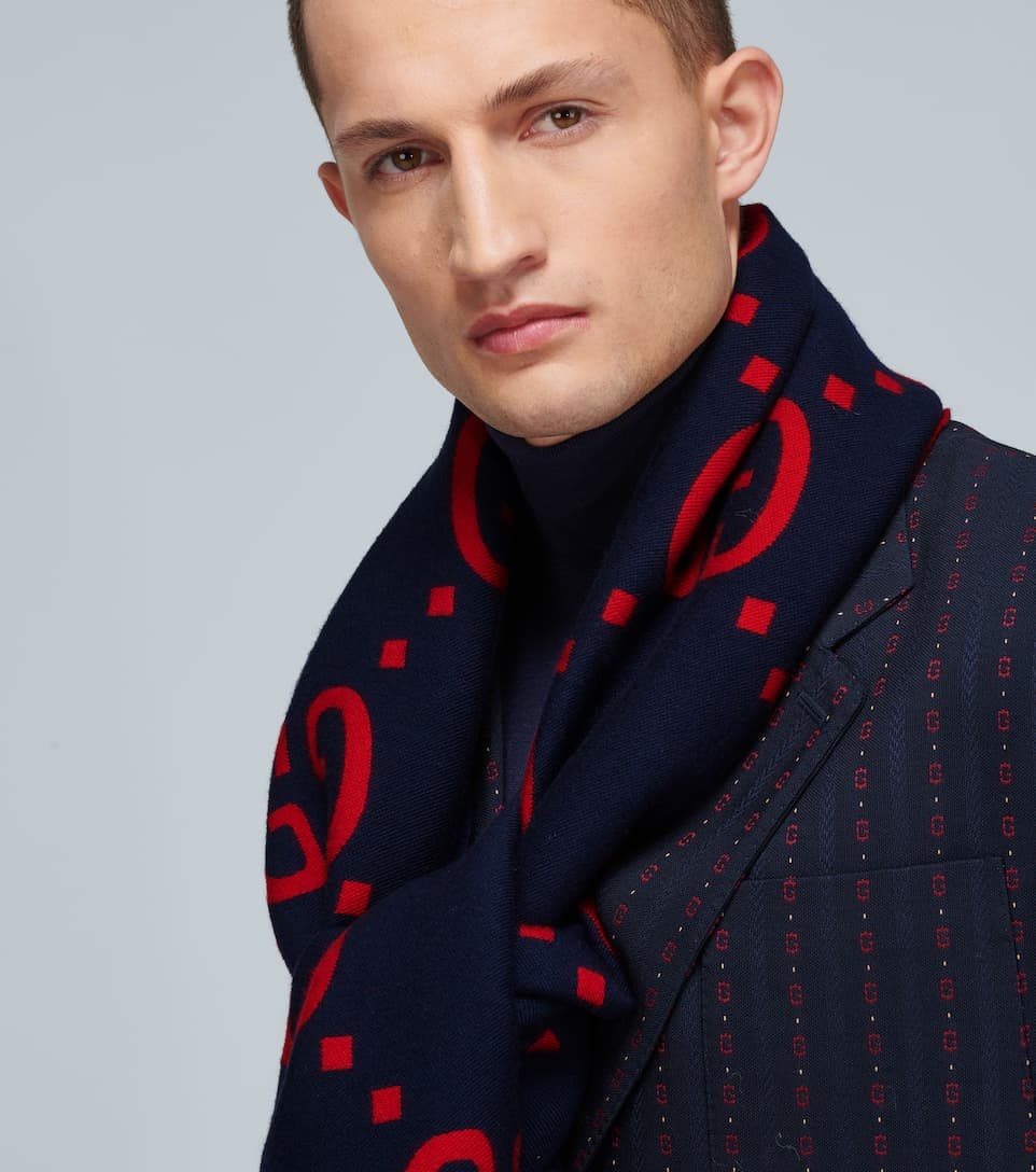 GG jacquard wool-silk scarf - 3