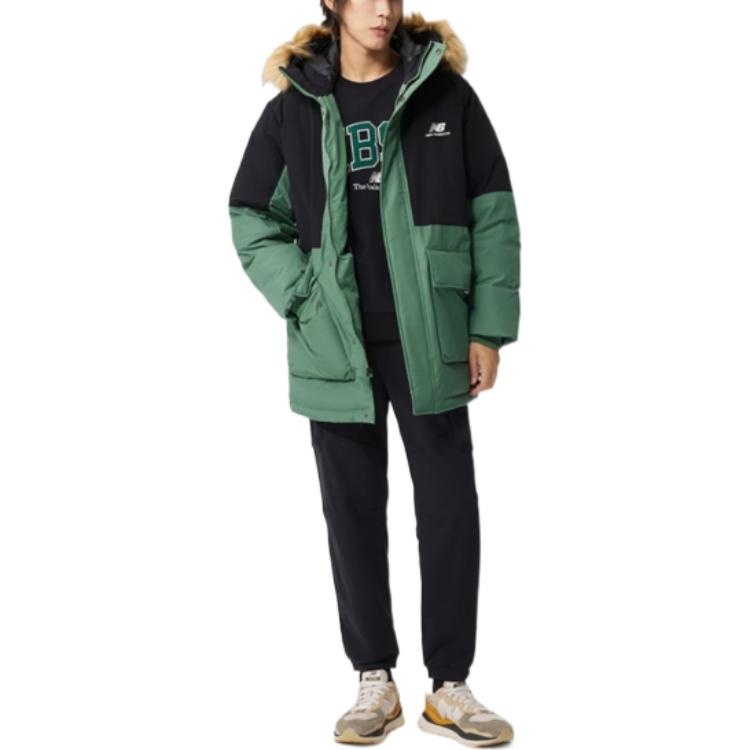 New Balance Color Block Down Jacket 'Green Black' AMJ23355-JD - 3