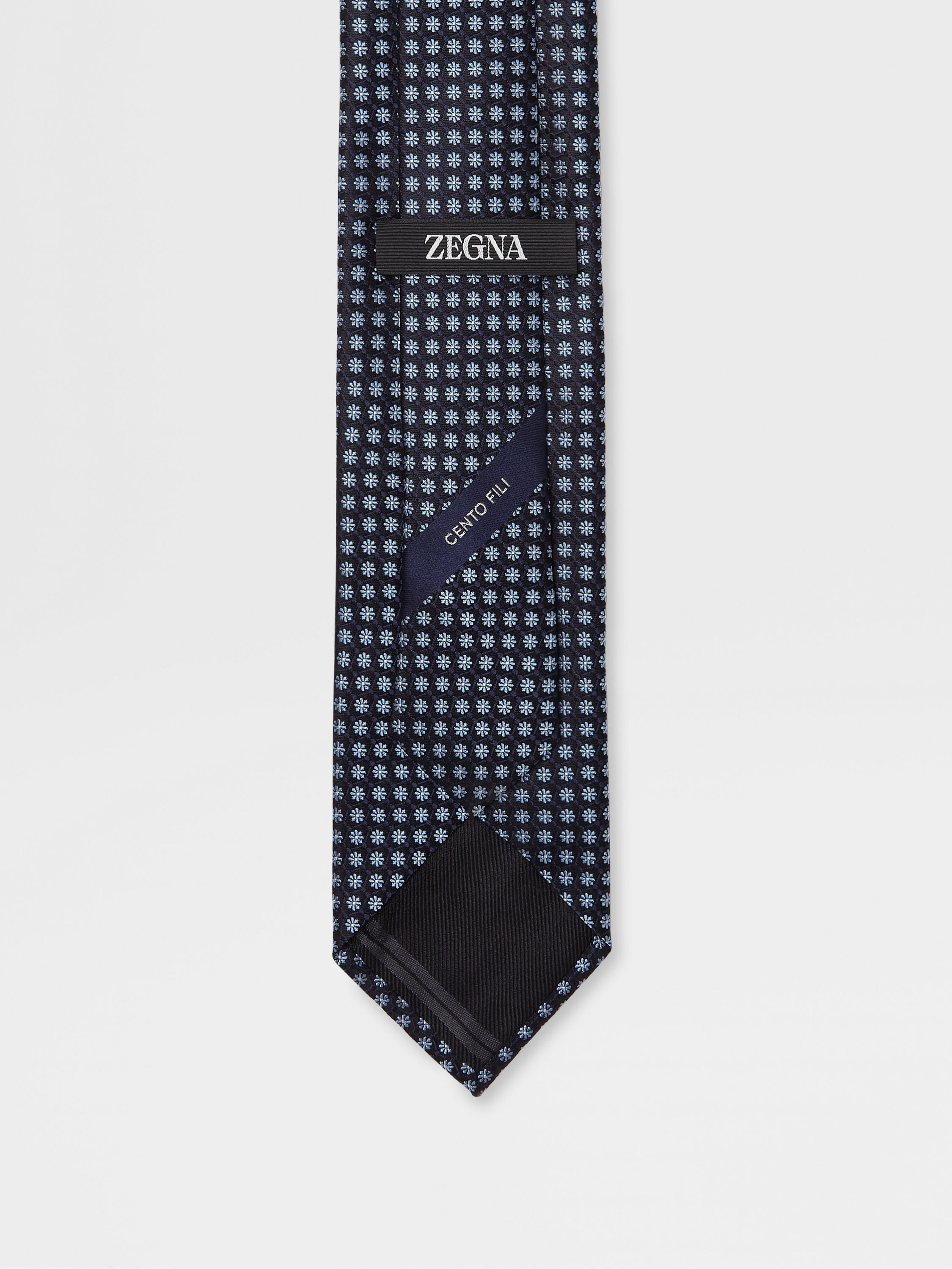 DARK BLUE CENTO FILI SILK TIE - 3