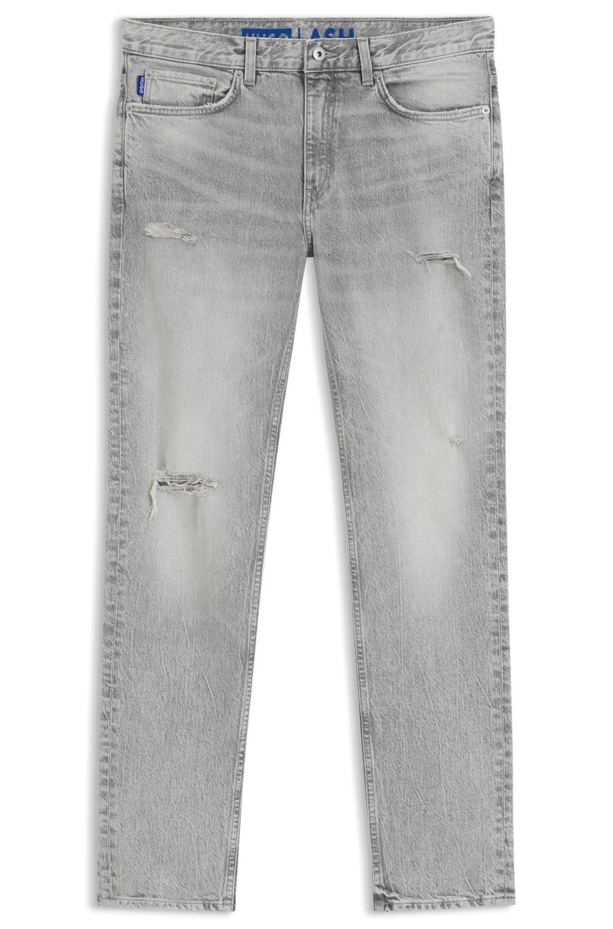 SLIM-FIT JEANS IN DISTRESSED GRAY DENIM - 1